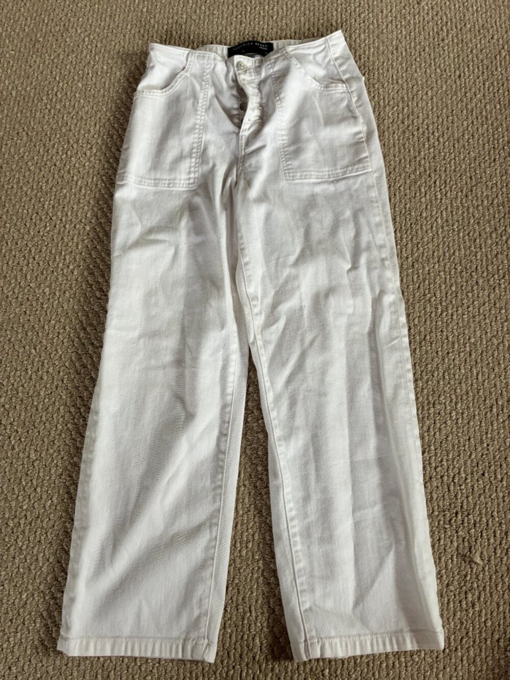 Veronica Beard Crosbie High Rise Cropped Wide Leg Jeans in White Size 26